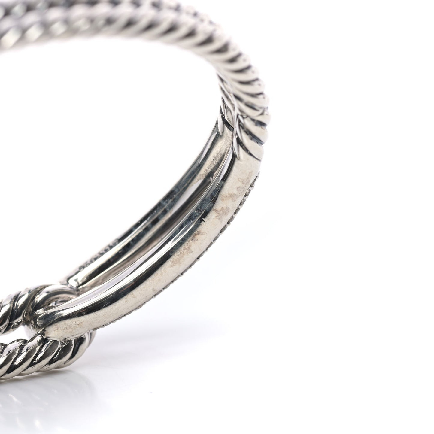 Sterling Silver Diamond Pave 10mm Single Loop Labyrinth Bracelet