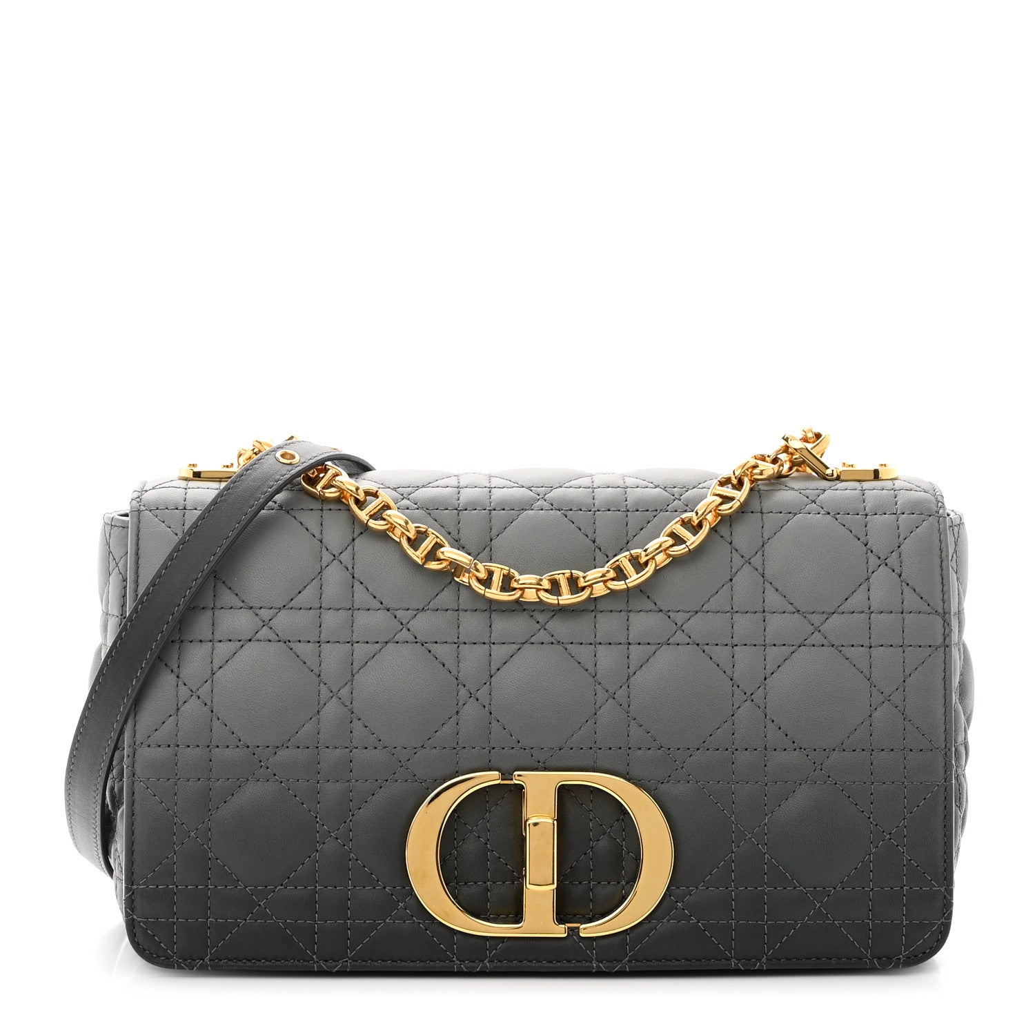 Christian Dior Lambskin Cannage Medium Caro Bag Grey Stone 1 of 9