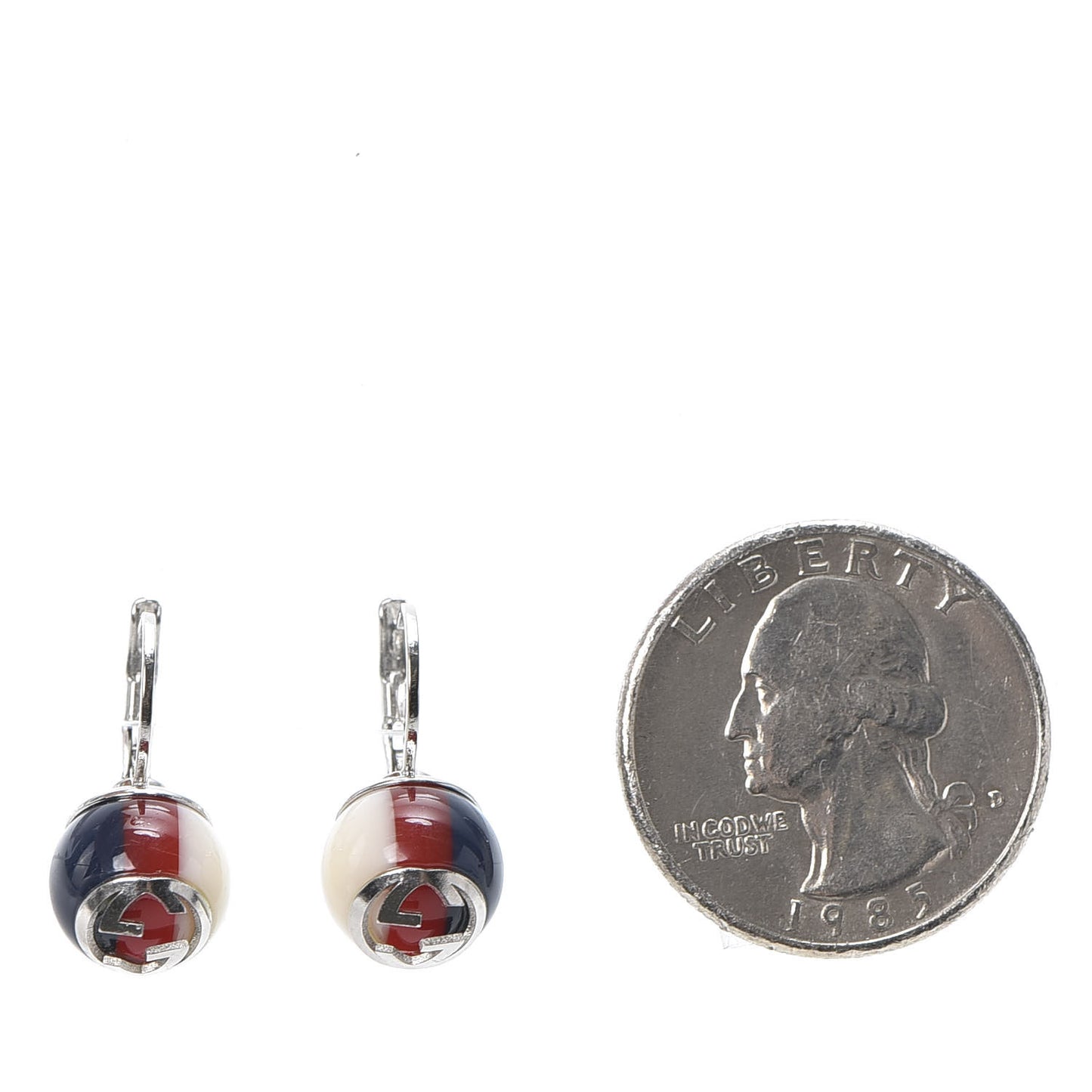 Resin Web Earrings Red Blue White