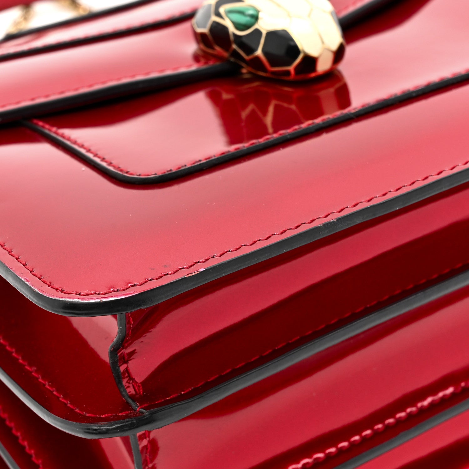 Bulgari Metallic Calfskin Serpenti Forever Top Handle Red 11 of 17