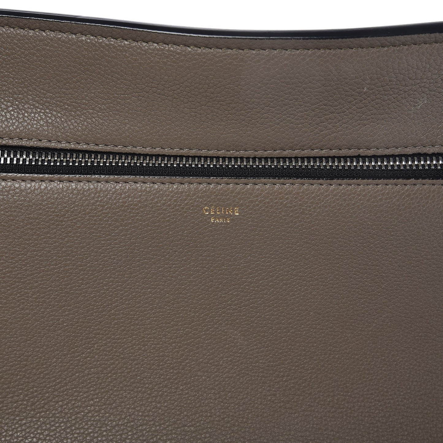 Drummed Calfskin Medium Edge Shoulder Bag Grey