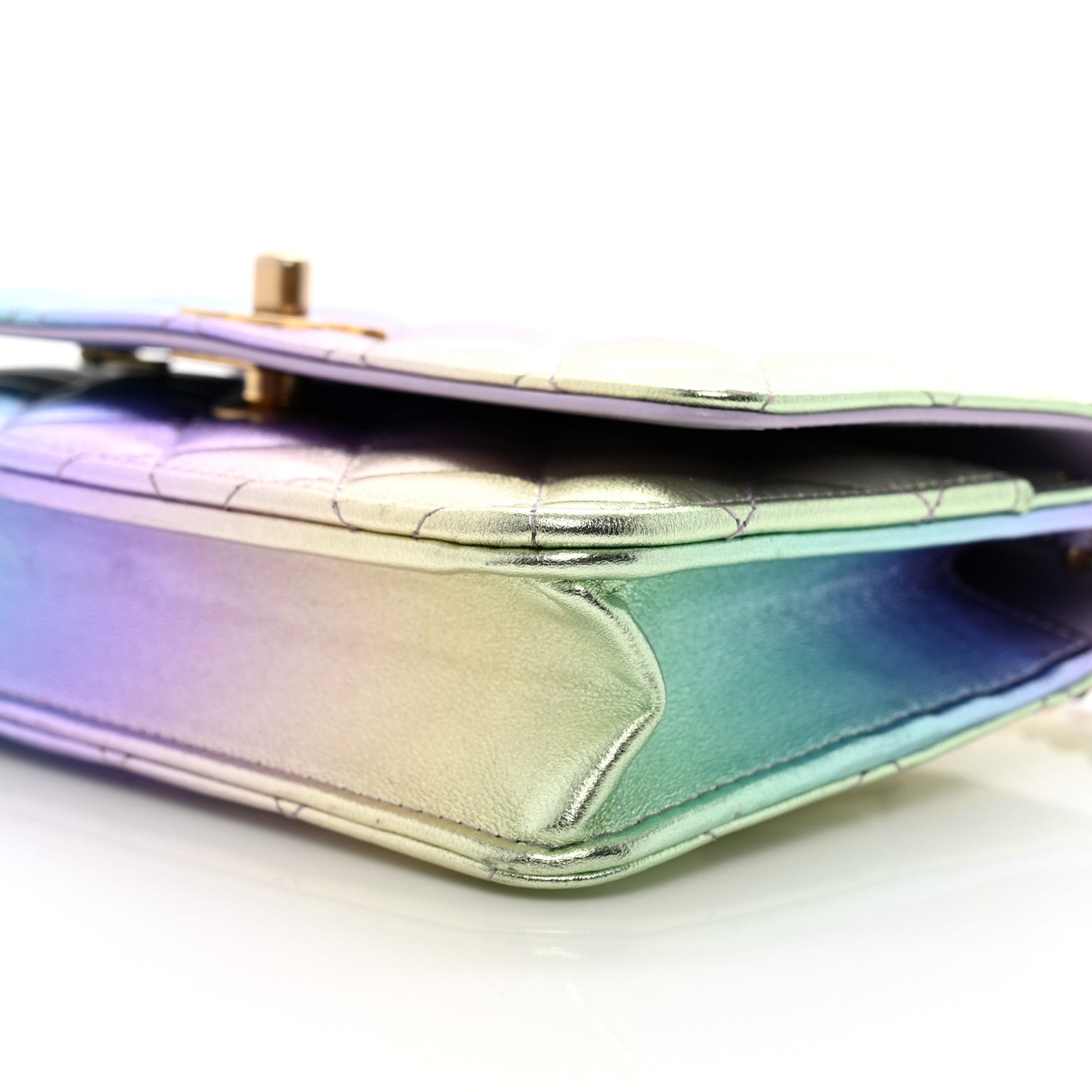 Chanel Iridescent Lambskin Quilted Glitter CC Roller Skate Wallet On Chain WOC Multicolor 10 of 11