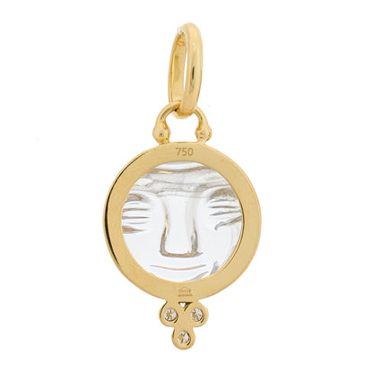 Temple St. Clair 18K Yellow Gold Diamond Rock Crystal 15mm Moonface Pendant 3 of 5