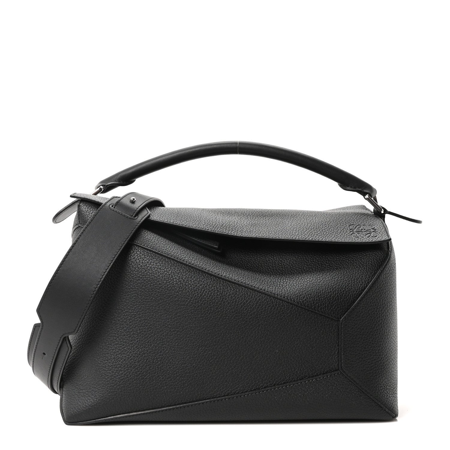 Loewe Grained Calfskin Large Puzzle Edge Bag Black 1 of 9