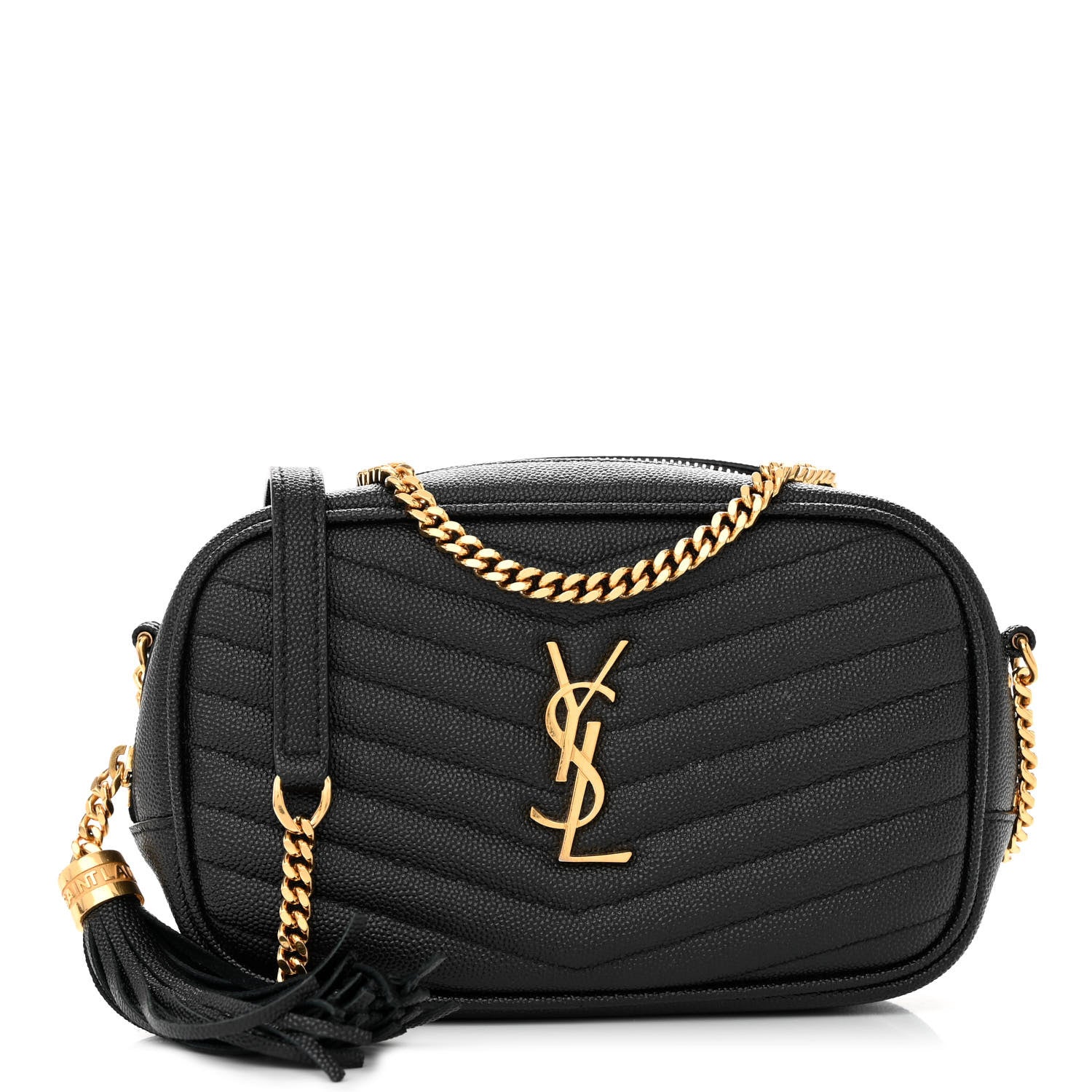 Saint Laurent SAINT LAURENT Grain De Poudre Matelasse Monogram Mini Lou Camera Bag Black 1 of 10
