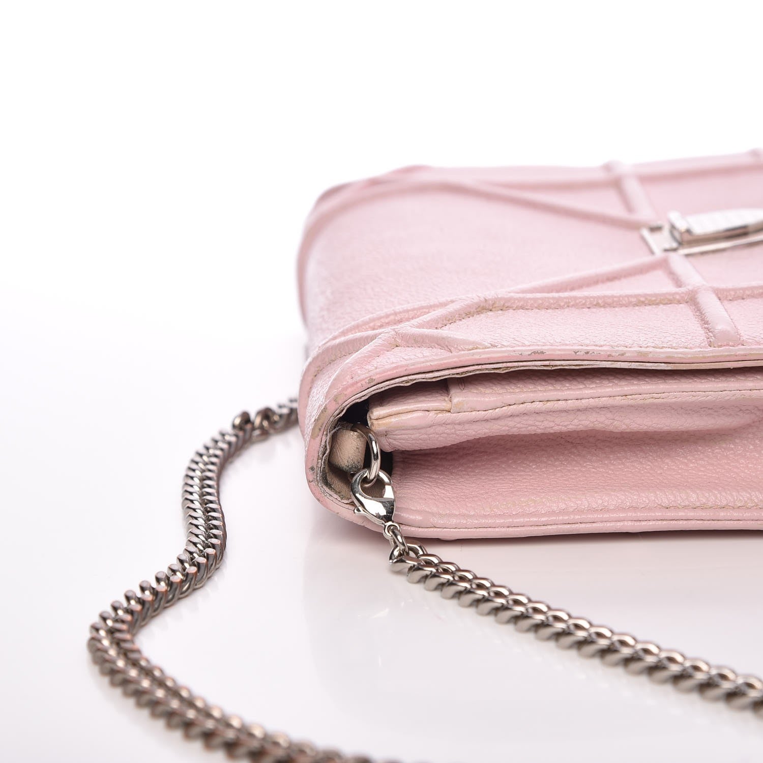 Christian Dior Grained Calfskin Diorama Wallet on Chain Pouch Rose Poudre 12 of 20
