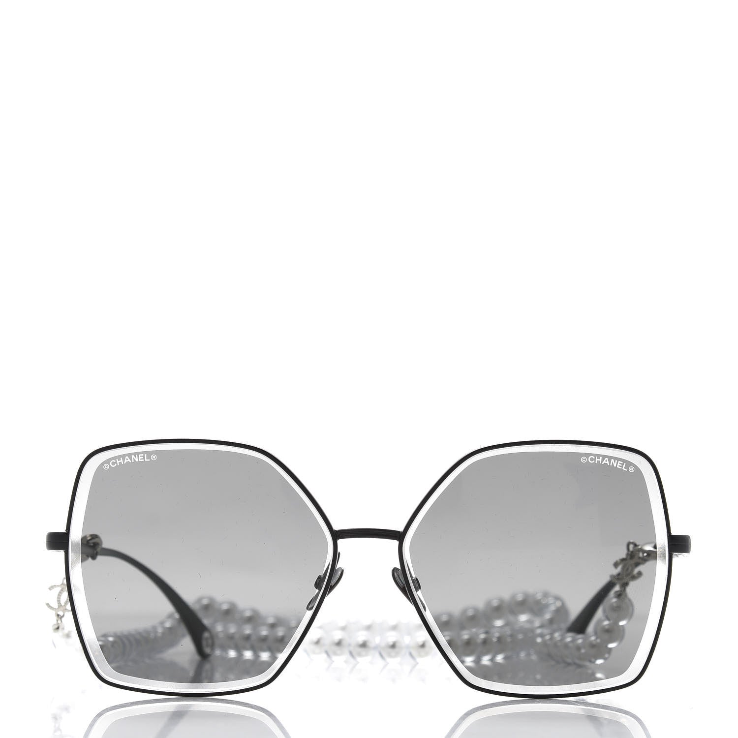 Chanel Metal Butterfly Removable Pearl Chain Sunglasses 4262 Black 2 of 10