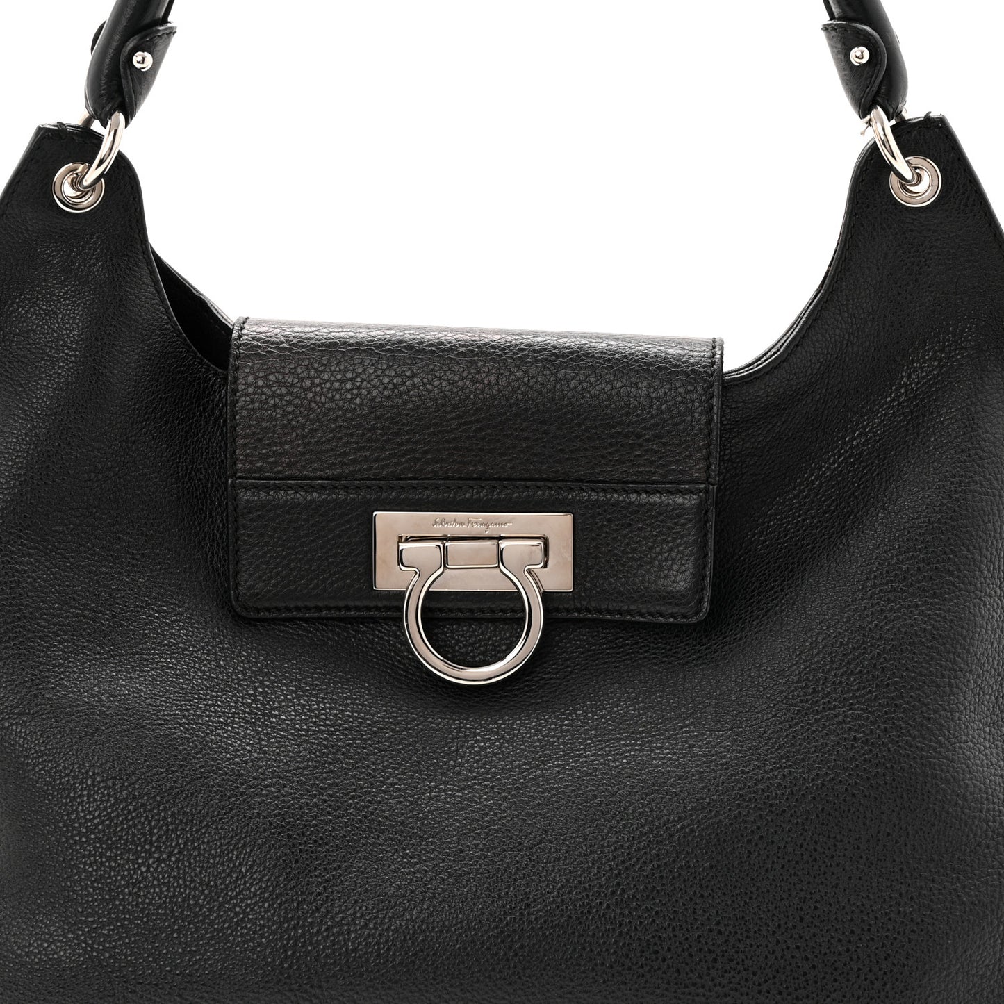 Calfskin Fanisa Gancini Large Hobo Black