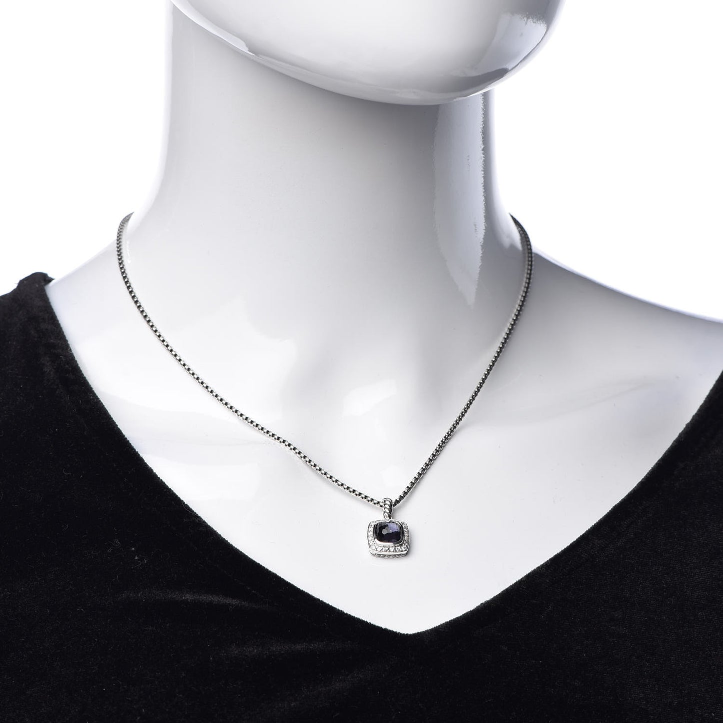 Sterling Silver Diamond Black Orchid 7mm Petite Albion Necklace