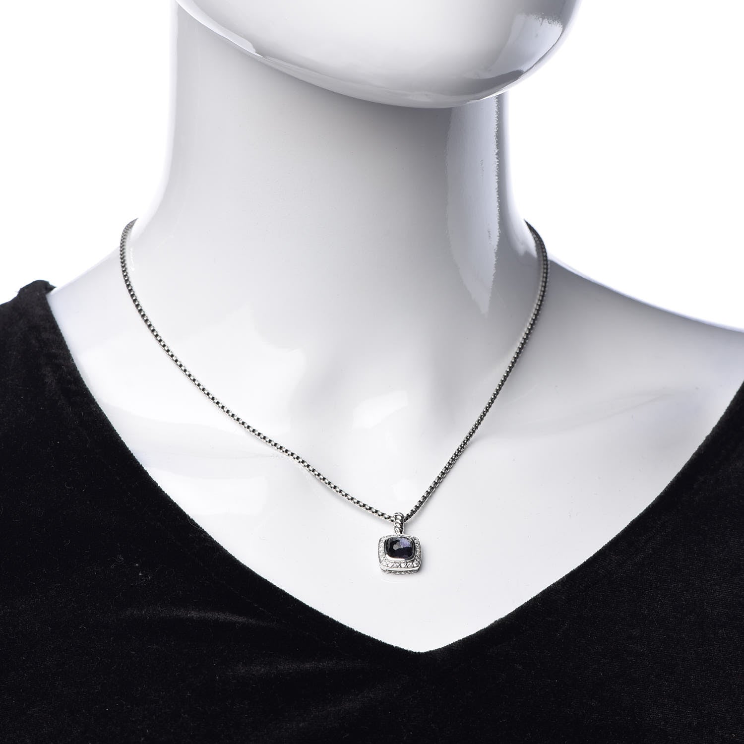 David Yurman Sterling Silver Diamond Black Orchid 7mm Petite Albion Necklace 2 of 8