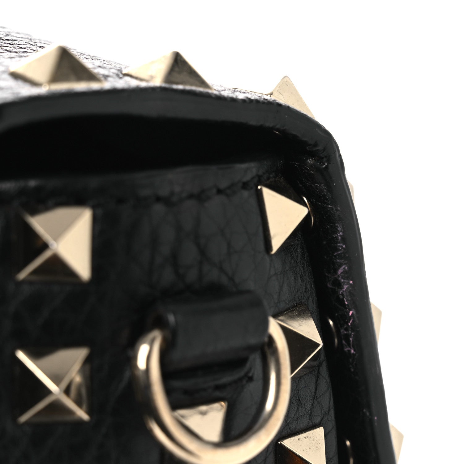 Valentino Garavani Pebbled Calfskin Medium Rockstud Flap Saddle Bag Black 13 of 15