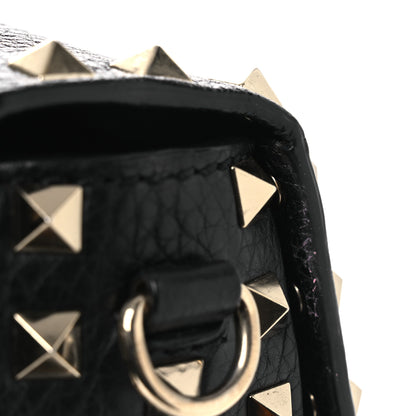 Valentino Garavani Pebbled Calfskin Medium Rockstud Flap Saddle Bag Black 13 of 15