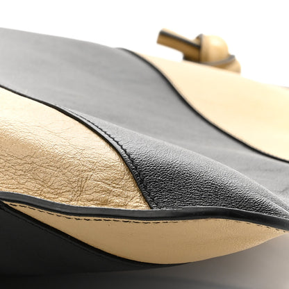 Gucci Smooth Calfskin Diagonal Striped Zumi Tote Black Beige 11 of 11