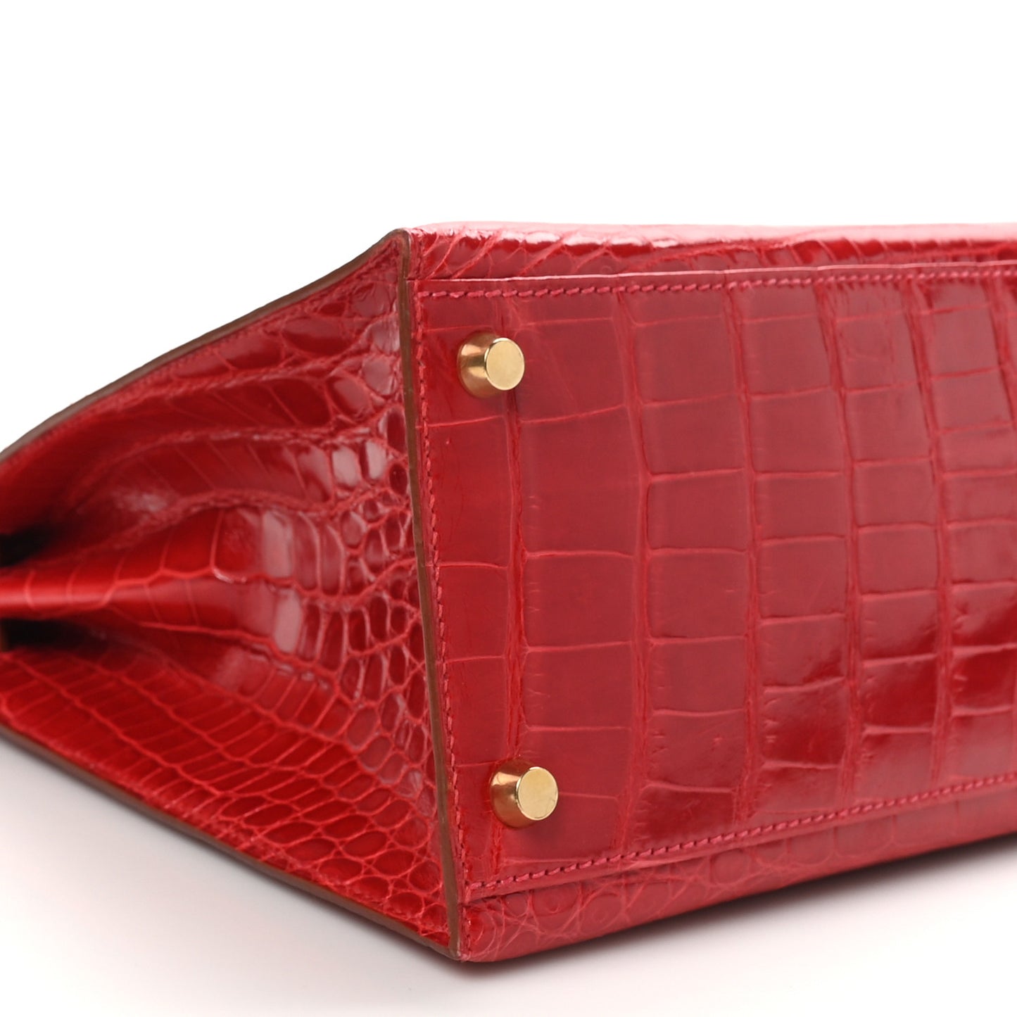 Shiny Alligator Kelly Sellier 32 Rouge Vif