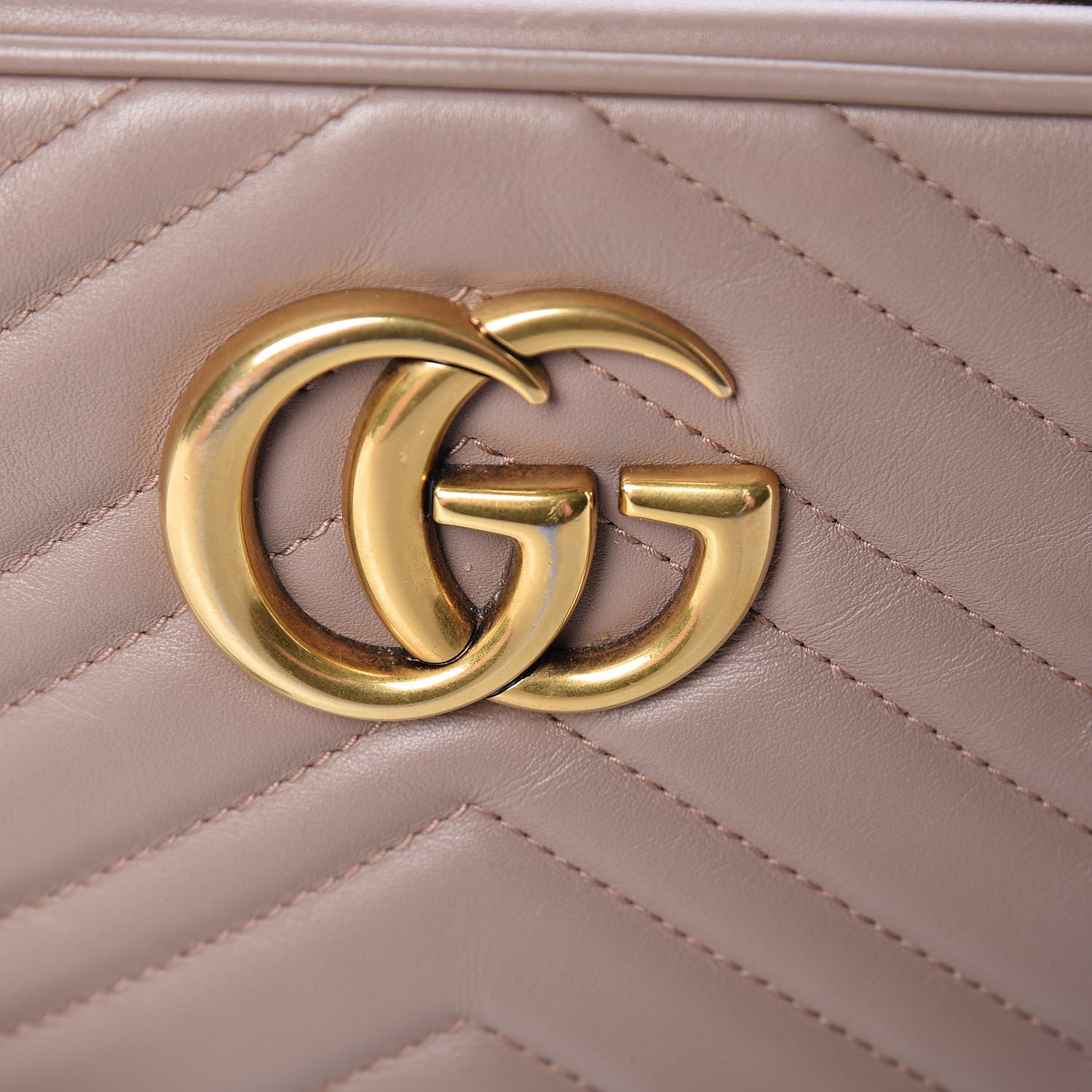 Gucci Calfskin Matelasse Small GG Marmont Chain Shoulder Bag Porcelain Rose 8 of 15