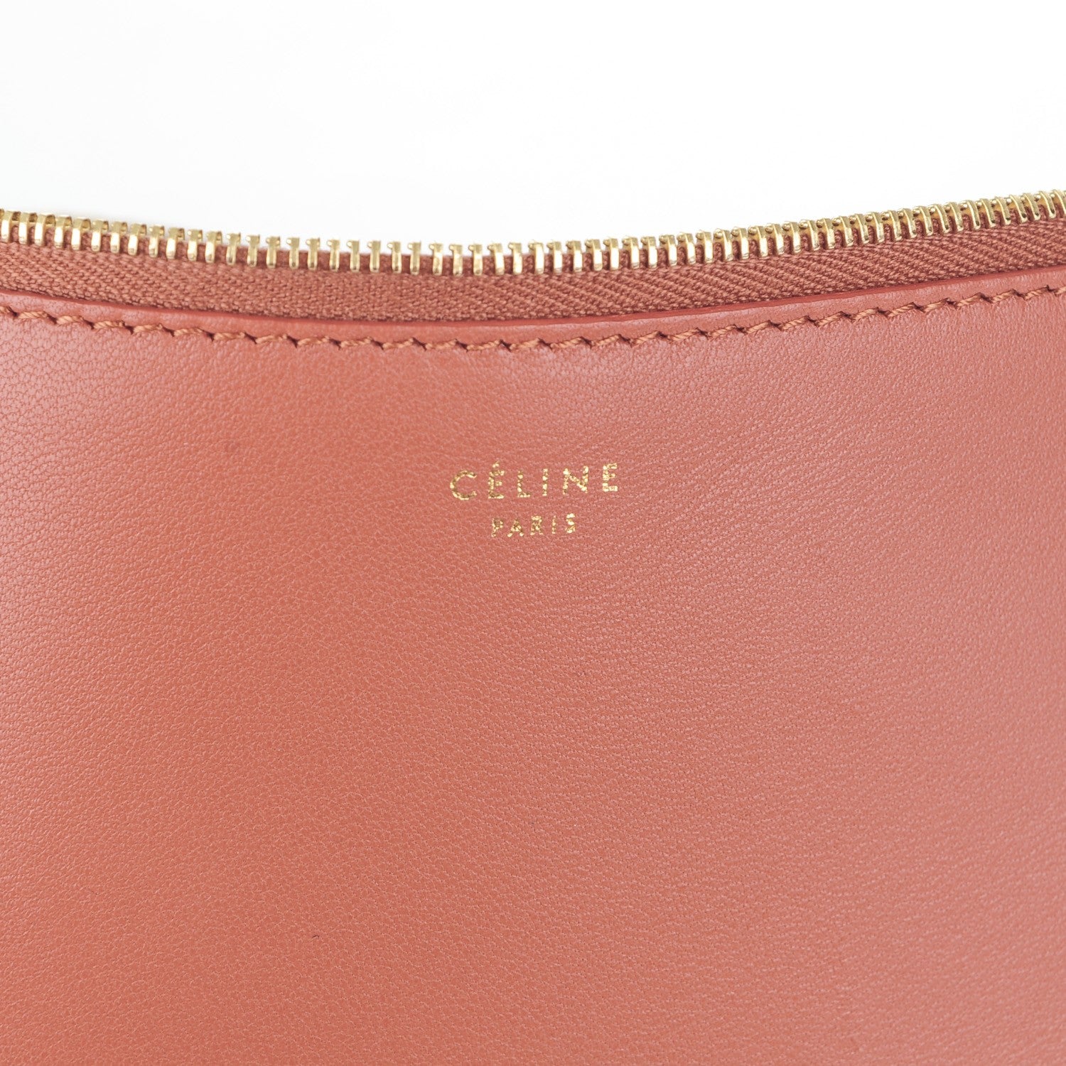 Celine Lambskin Bi-Color Solo Clutch Pouch Peach 6 of 8