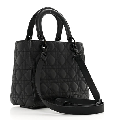 Christian Dior Ultra Matte Calfskin Cannage Medium Lady Dior Black 3 of 14
