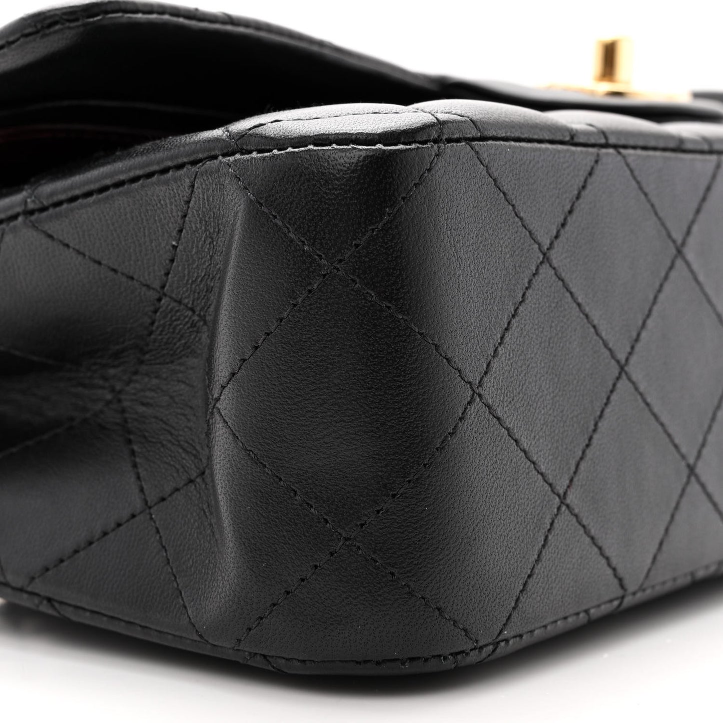 Lambskin Quilted Medium Double Flap Black