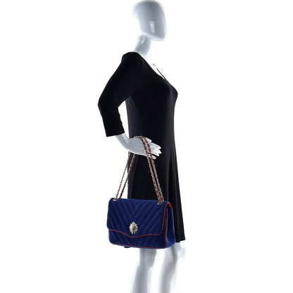 Chanel Jersey Chevron Leo Lion Jumbo Flap Blue 6 of 15