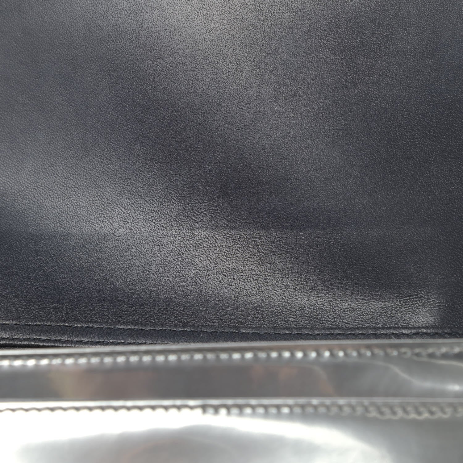 Christian Dior Metallic Patent Micro-Cannage Diorama Wallet on Chain Pouch Silver 6 of 10