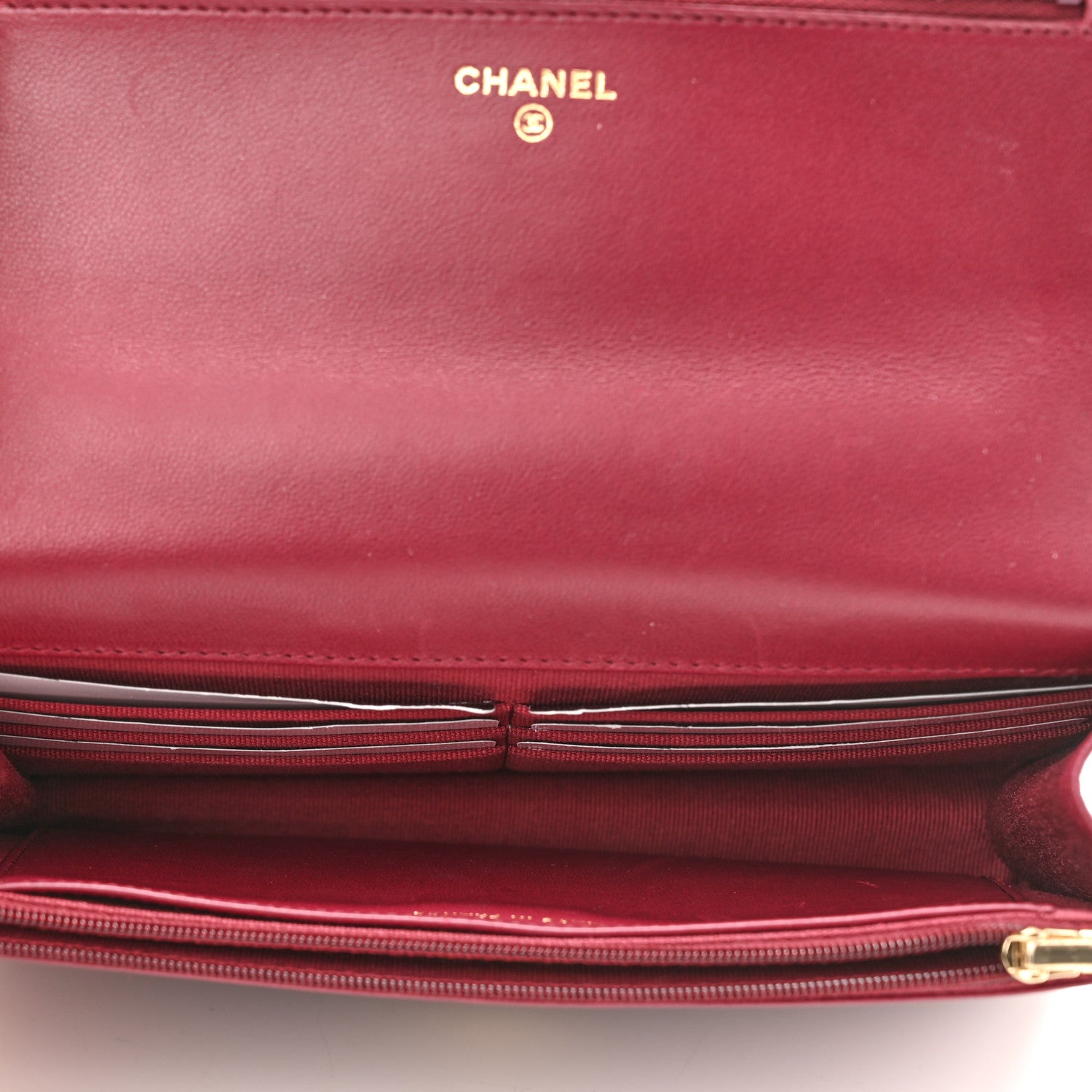 Chanel Lambskin Quilted Pick Me Up Wallet On Chain WOC Burgundy 5 of 12