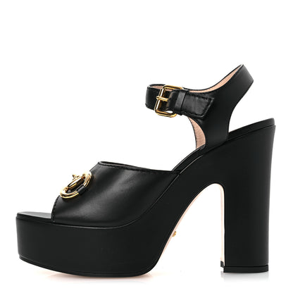 Gucci Nappa Charlotte Horsebit 40/135mm Platform Sandals 40 Black 1 of 13