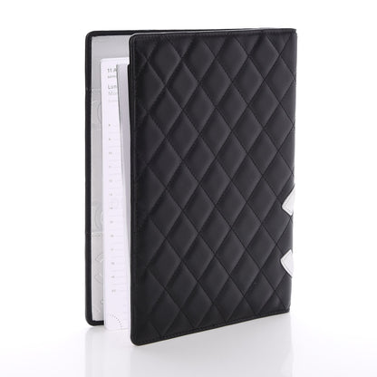 Chanel Calfskin Quilted Large Cambon Agenda Planner Black Silver 3 of 10