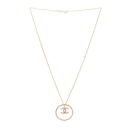 Chanel Crystal CC Long Pendant Necklace Gold Pink 1 of 3