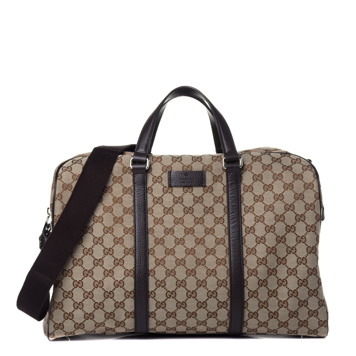 Gucci Monogram Dollar Calfskin Boston Duffle Bag Beige Ebony Testa di Moro Marrone Scuro 1 of 12