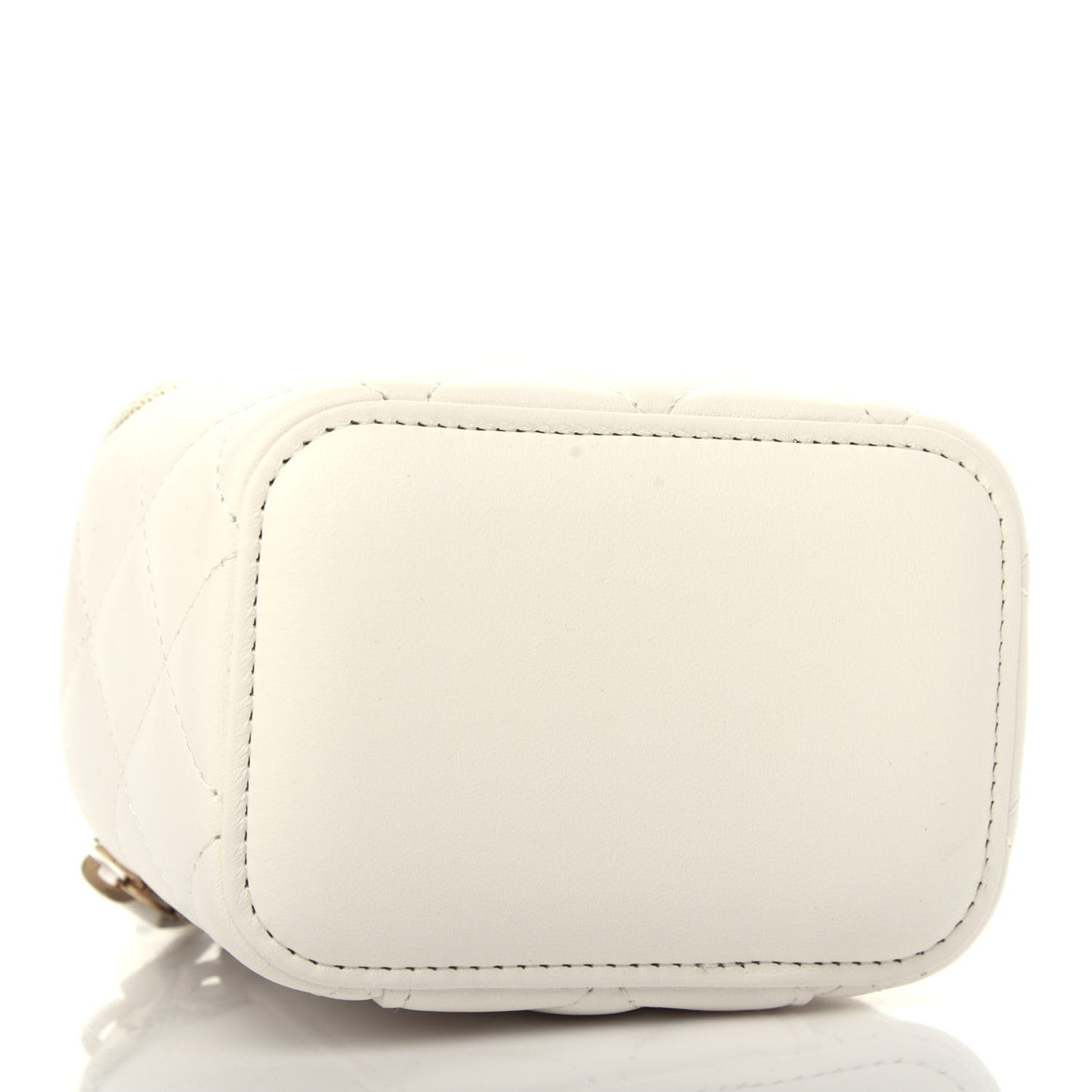 Lambskin Quilted Pearl Crush Mini Vanity Case With Chain White