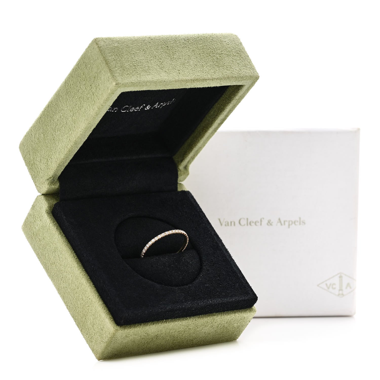 Van Cleef & Arpels 18K Yellow Gold Diamond 1.25mm Felicite Wedding Band Ring 51 5.75 5 of 5