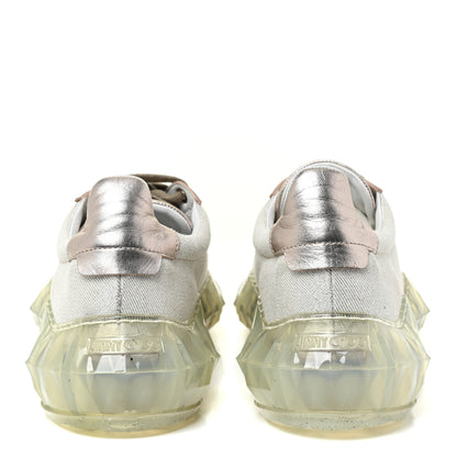 Jimmy Choo Metallic Calfskin Womens Diamond F Low Top Sneaker 37 White Gold 4 of 14
