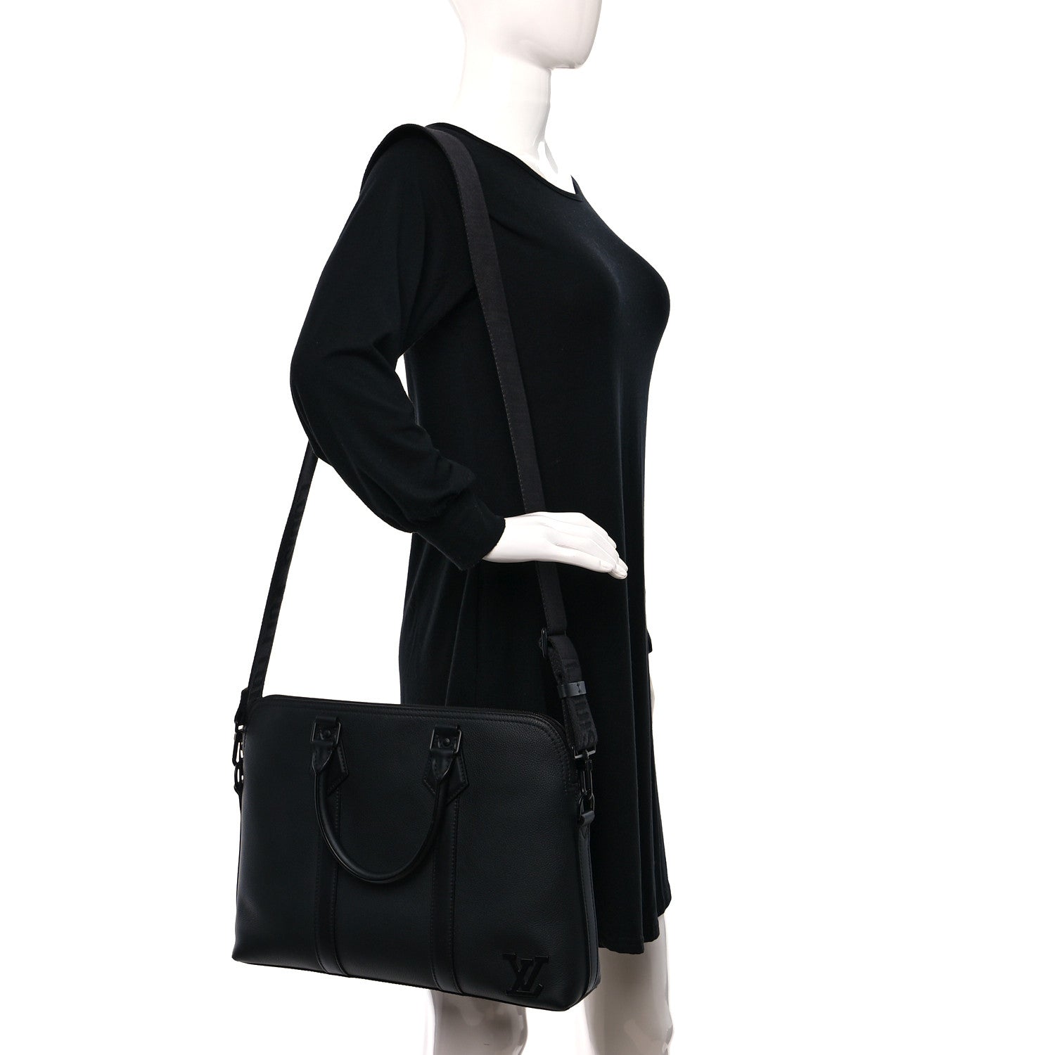 Louis Vuitton Calfskin Aerogram Takeoff Briefcase Black 2 of 8