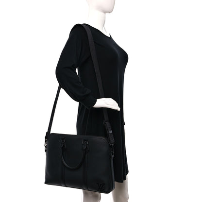 Louis Vuitton Calfskin Aerogram Takeoff Briefcase Black 2 of 8