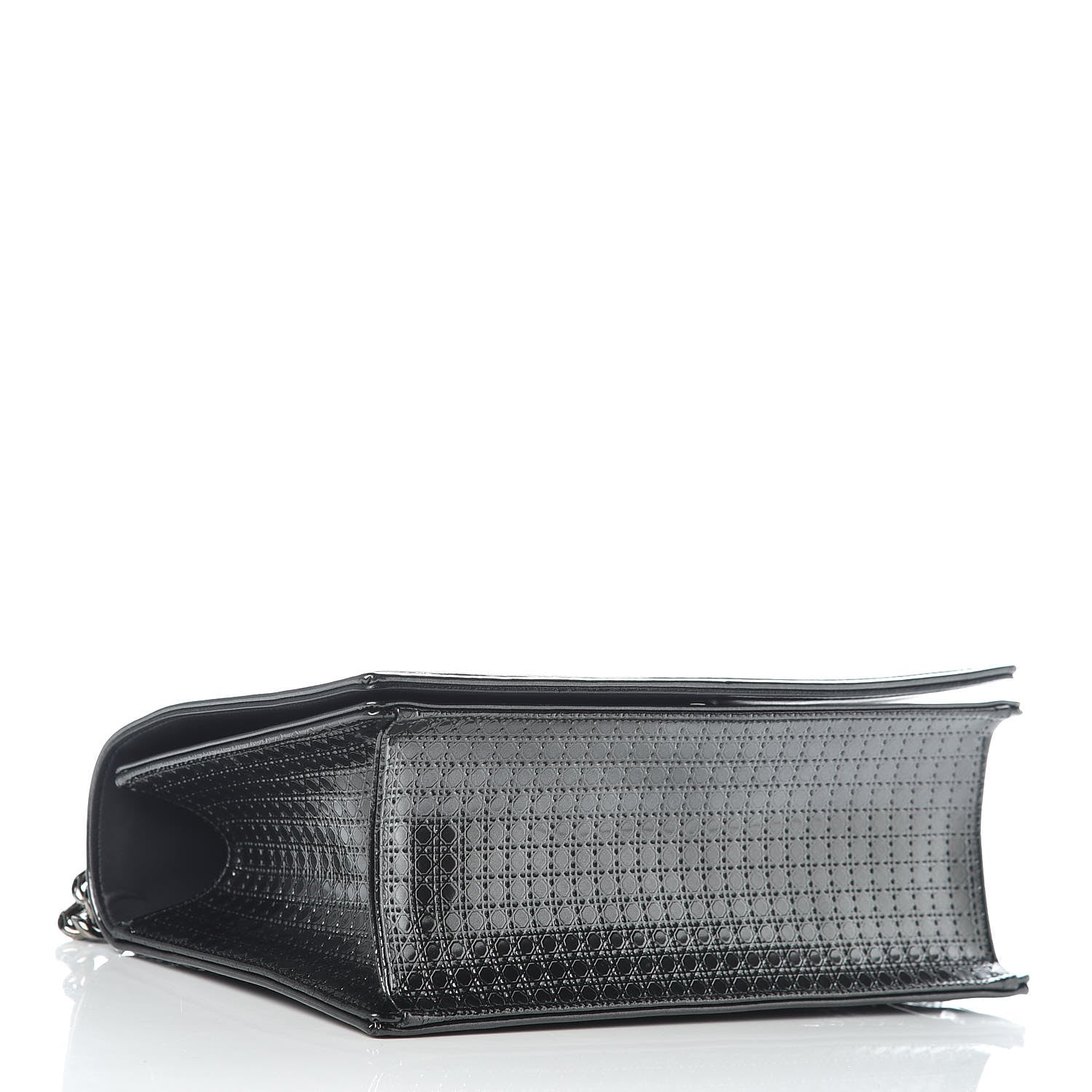 Christian Dior Metallic Patent Micro-Cannage Medium Diorama Flap Bag Graphite 4 of 14