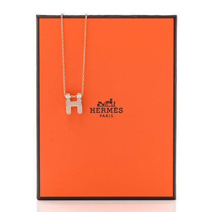Hermes Lacquered Rose Gold Pop H Pendant Necklace Marron Glace 7 of 7