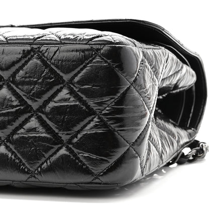 Chanel Shiny Distressed Calfskin Quilted Jumbo Double Flap So Black 10 of 10