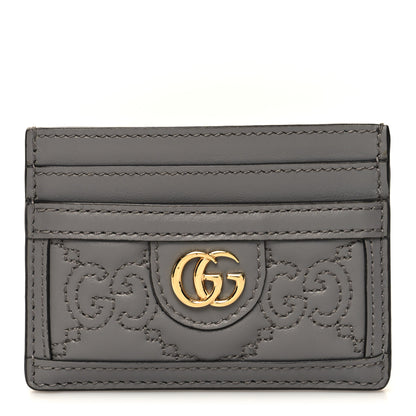 Gucci Calfskin GG Matelasse Card Holder Dusty Grey 1 of 8