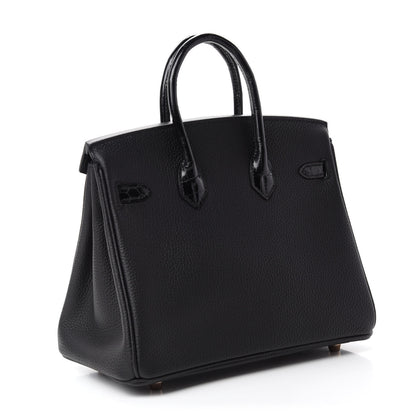 Hermes Togo Shiny Niloticus Crocodile Birkin Touch 25 Black 3 of 36