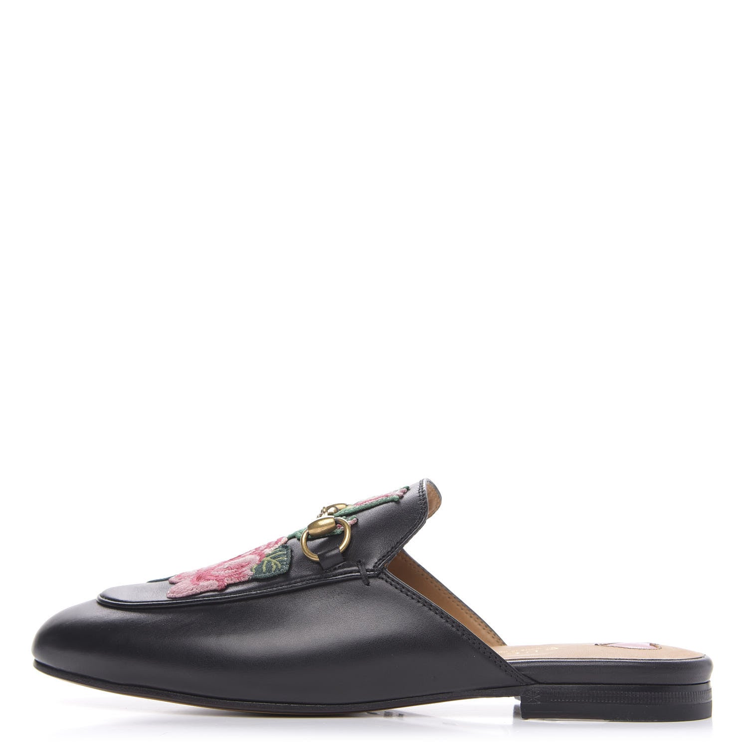 Gucci Calfskin Flower Embroidered Princetown Slippers 37 Black 1 of 11