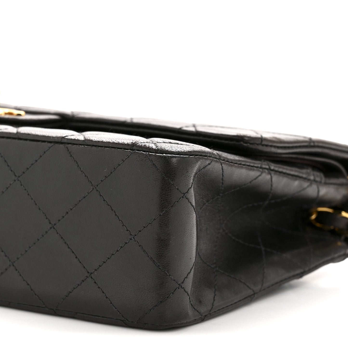 Lambskin Quilted Medium Double Flap Black