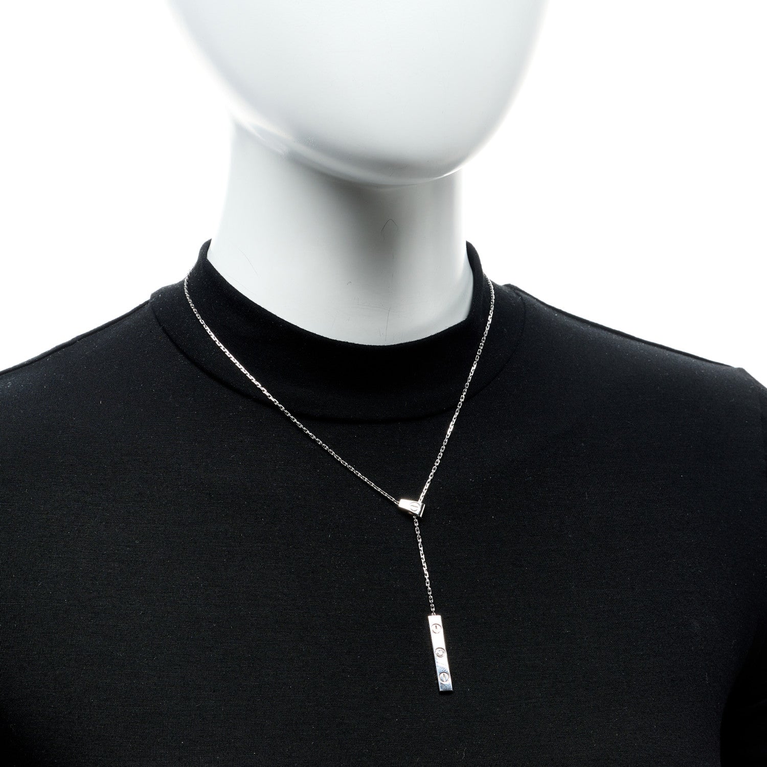 Cartier 18K White Gold Diamond LOVE Lariat Necklace 2 of 6