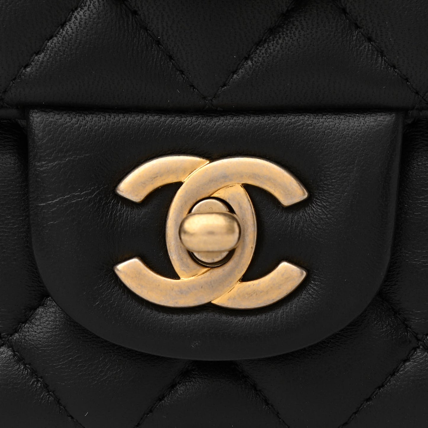 Lambskin Quilted Mini Rectangular Flap Black