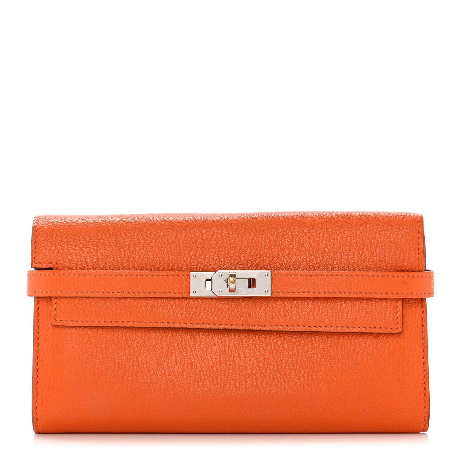 Hermes Chevre Mysore Kelly Longue Wallet Orange 1 of 22