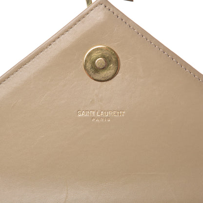 Saint Laurent Lambskin Matelasse Chevron Large Monogram Satchel Beige 6 of 14