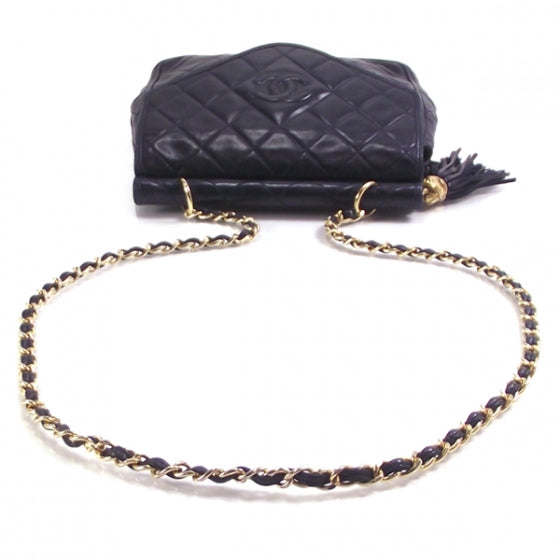Vintage Quilted Envelope Tassel Bag Navy