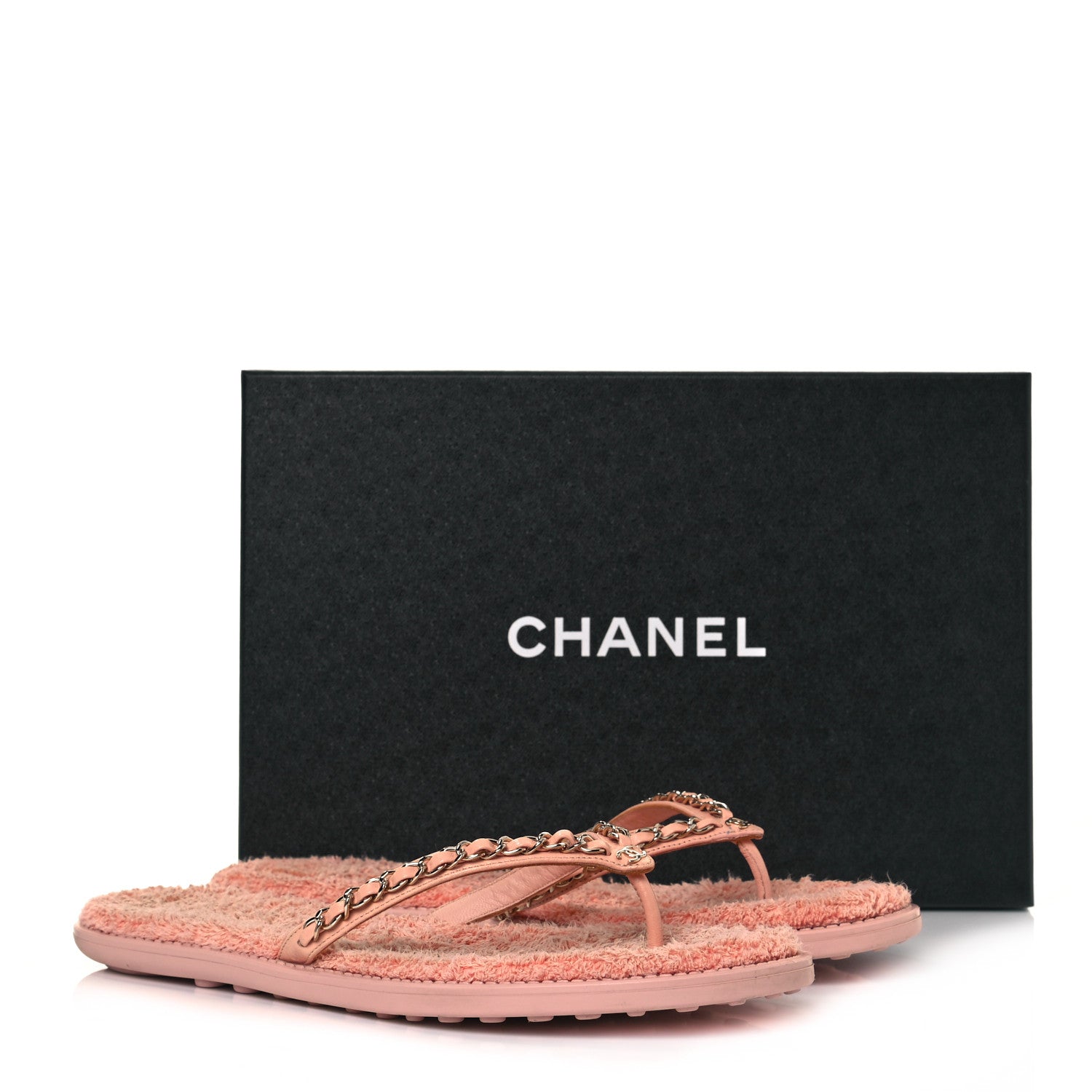 Chanel Calfskin CC Chain Thong Sandals 41 Pink 8 of 8