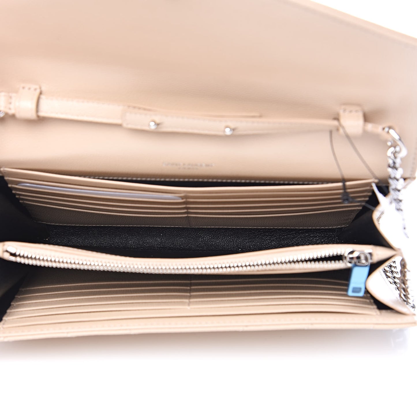 Grain De Poudre Matelasse Chevron Monogram Chain Wallet Nude Powder