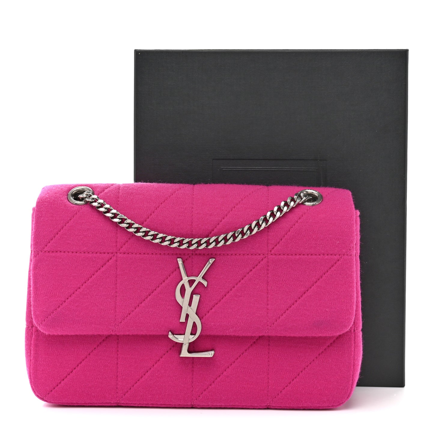 Jersey Wool Patchwork Monogram Medium Jamie Baguette Magenta