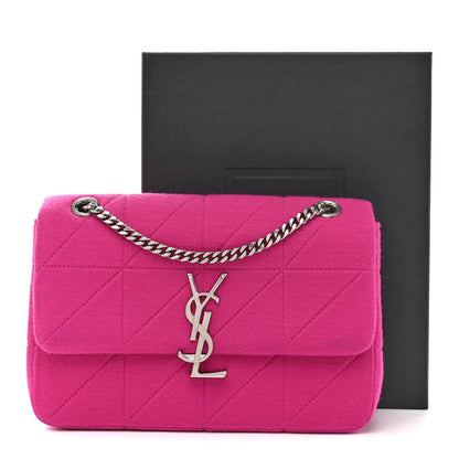 Saint Laurent Jersey Wool Patchwork Monogram Medium Jamie Baguette Magenta 11 of 11